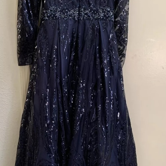 Mac Duggal Blue Formal Gown Dress 4 Small Floor length WORN ONCE Mother of bride - Picture 13 of 16